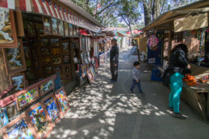Saltos del Laja; the path to the falls is fringed by small market stalls